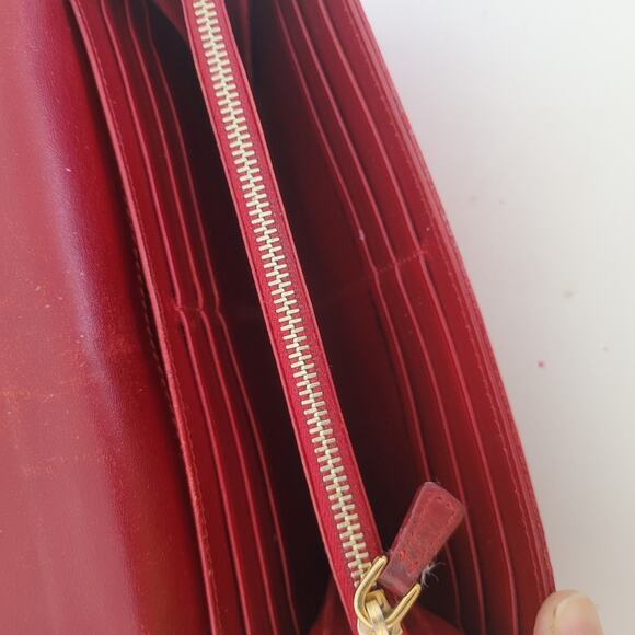 MIU MIU Red Croc Leather Envelope Wallet Clutch Large Designer Authentic - Picture 8 of 14